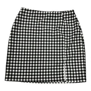 Saints 21 Black Houndstooth Front Slit Bandage Mini Skirt M